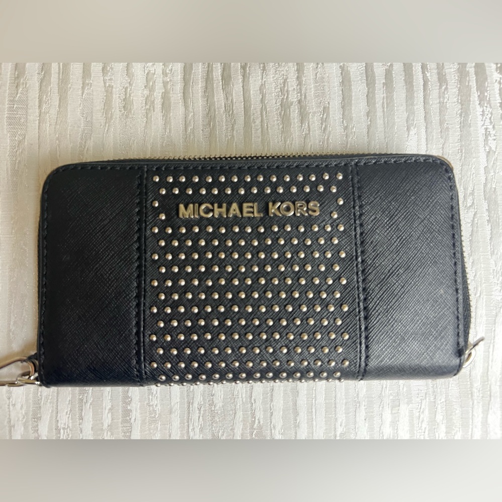 Michael Kors Studded Saffiano Wristlet
